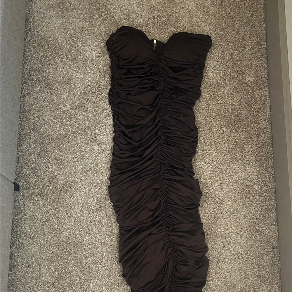 Fashion Nova Brown Strapless Dress
